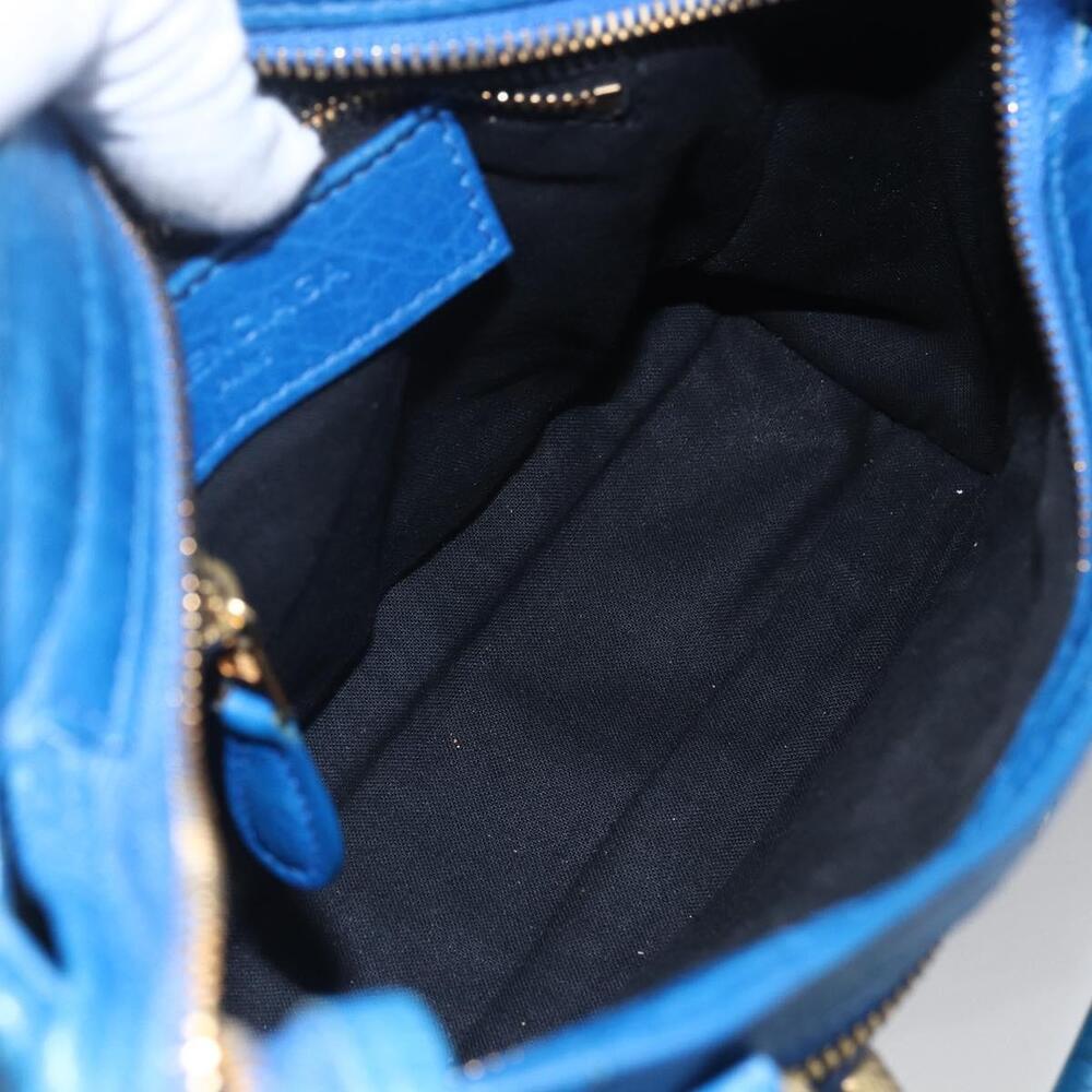 BALENCIAGA Giant Mini City Hand Bag Leather 2way Blue Gold 309544 Auth am10173V - Picture 11 of 16